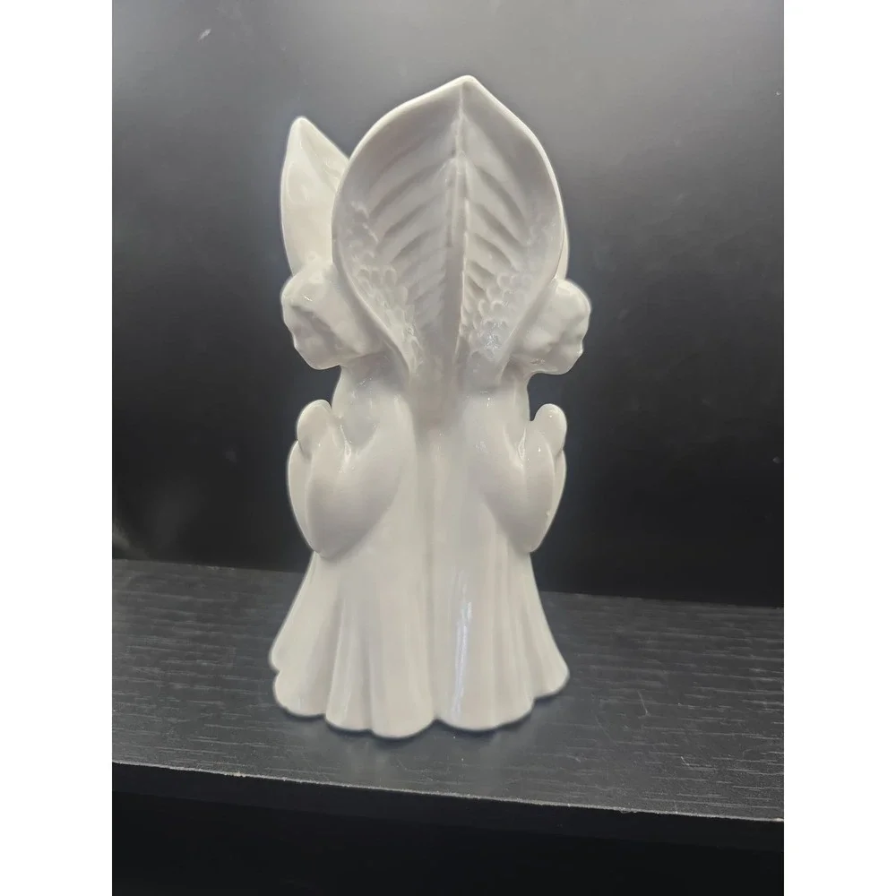 Fitz & Floyd Japan Ceramic White Praying Angel Trio Candle Holders 6